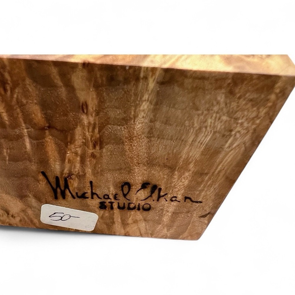 Vintage Michael Elkan Studio Crafted Burl Wood Lidded 5.75"‎ Trinket Jewelry Box - Picture 4 of 16